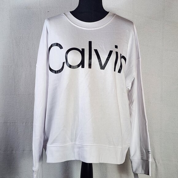 Calvin Klein Performance White Black Chest Logo Cotton Poly Activewear Top XXL - Picture 1 of 16